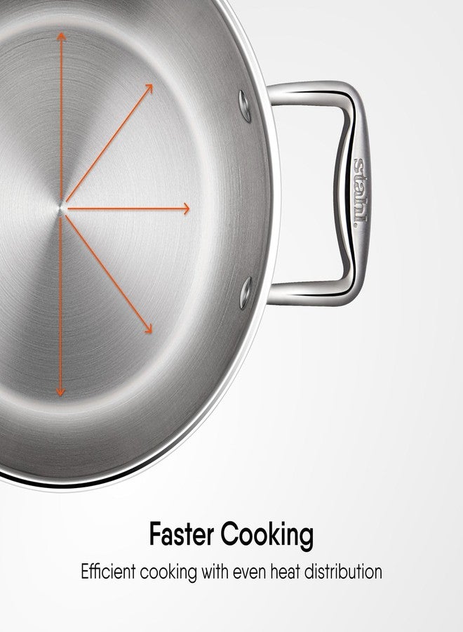 ستال قدر طهي/طنجرة من الفولاذ المقاوم للصدأ ثلاثي الطبقات من ستال أرتيزان مع غطاء، مناسب للاستخدام مع المواقد الحثية، قدر برياني/هاندي، سعة 1 لتر، 14 سم - Image 3